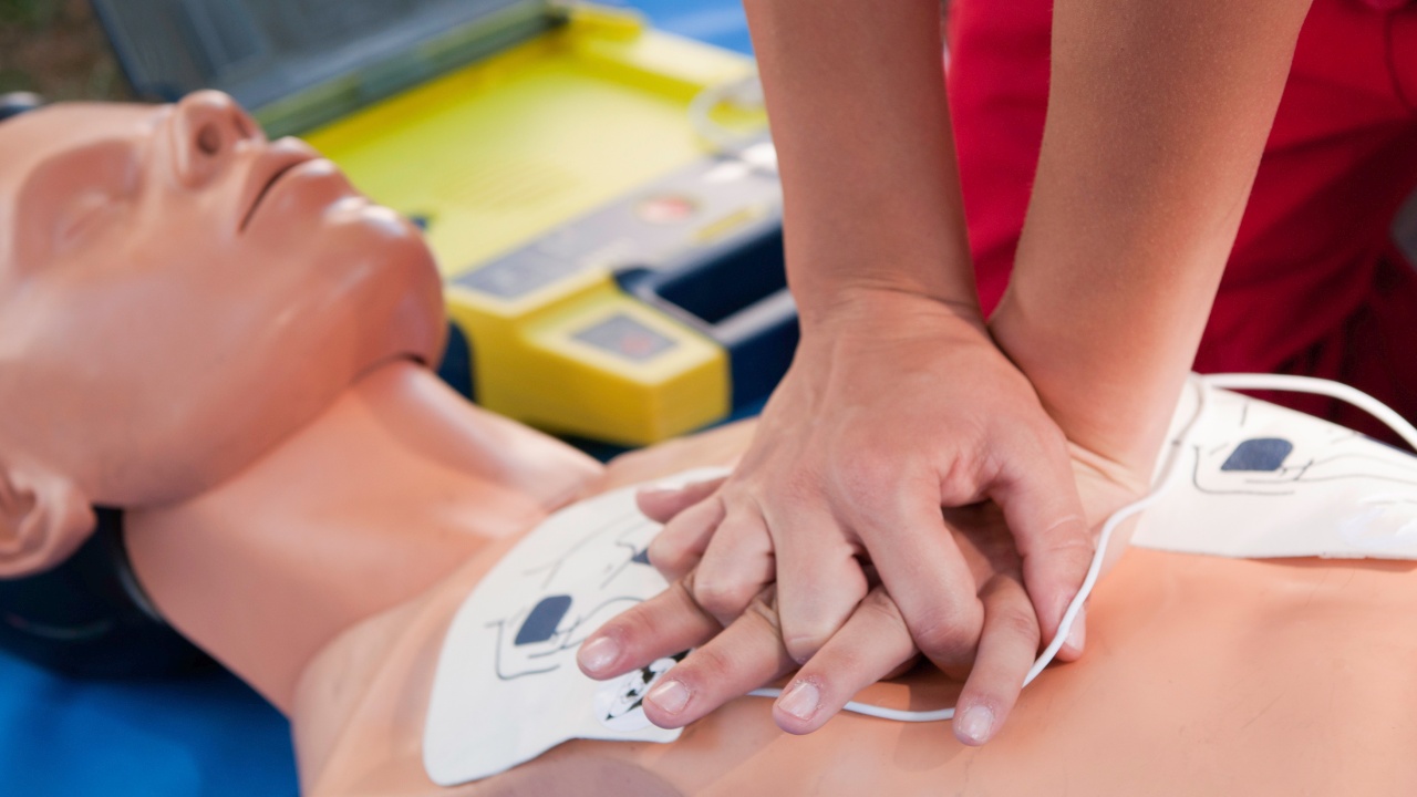 First aid with CPR and defibrillator 2025